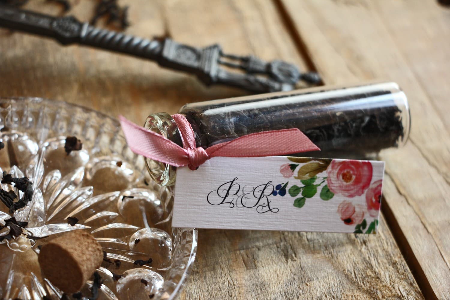 Tea in a Bottle Wedding Favour with Rose | Original Wedding Favours | Watercolours No. 13