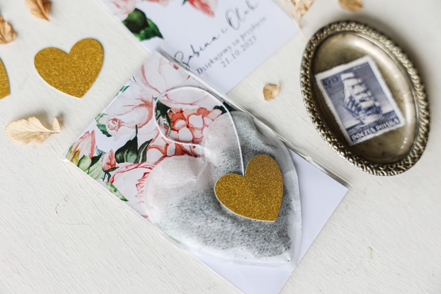 Gastgeschenke Tee in Herzform mit rosa Pfingstrose - Rubin Nr. 10 - 2