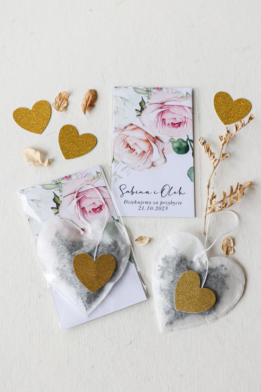 Gastgeschenke Tee Herz mit roter Rose | Kollektion Rubin Nr. 9