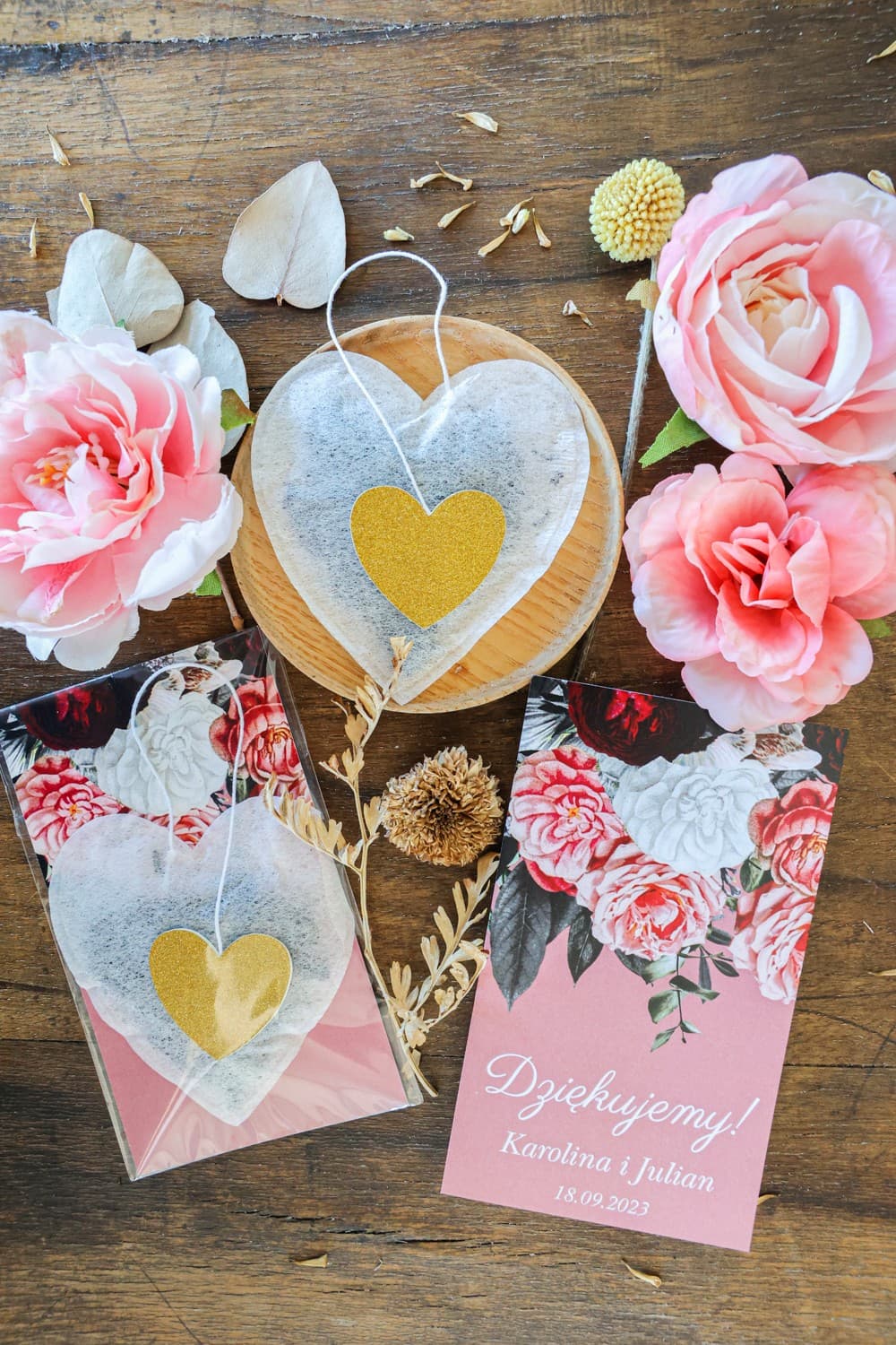 Thé en Forme de Cœur avec Pivoines | Remerciements Invités Personnalisés | Éthéré n° 3