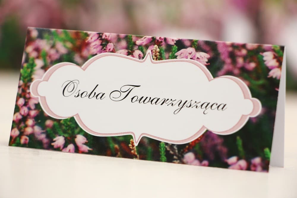 Tischkarten Hochzeit Felicja Nr. 1 – Namenskarten mit herbstlichem Heidekraut-Motiv