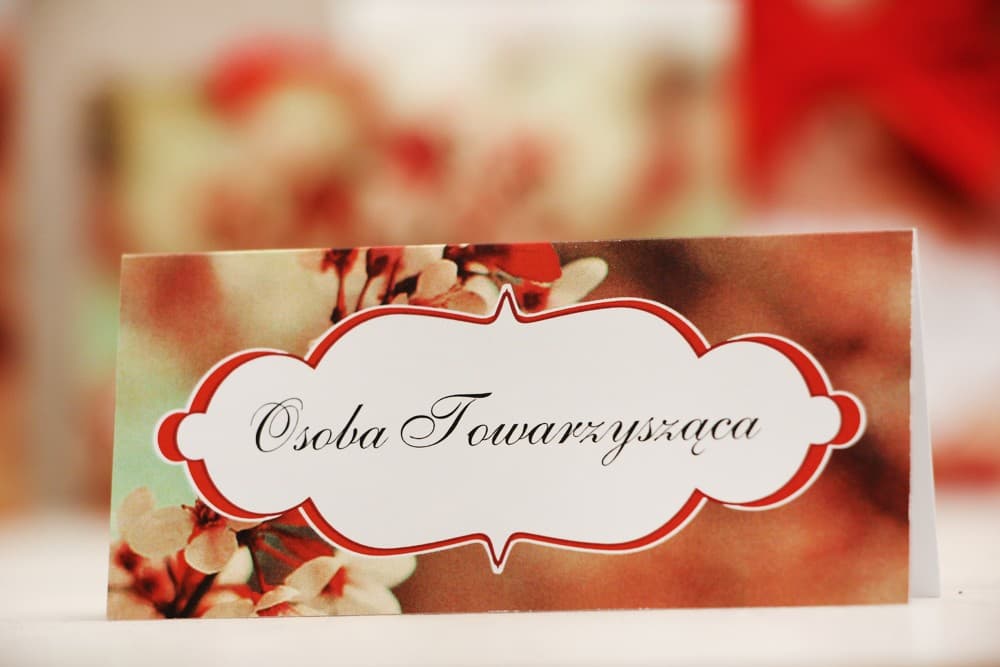 Tischkarten Hochzeit Felicja Nr. 8 – Platzkarten mit herbstlichem Kirschblüten-Motiv