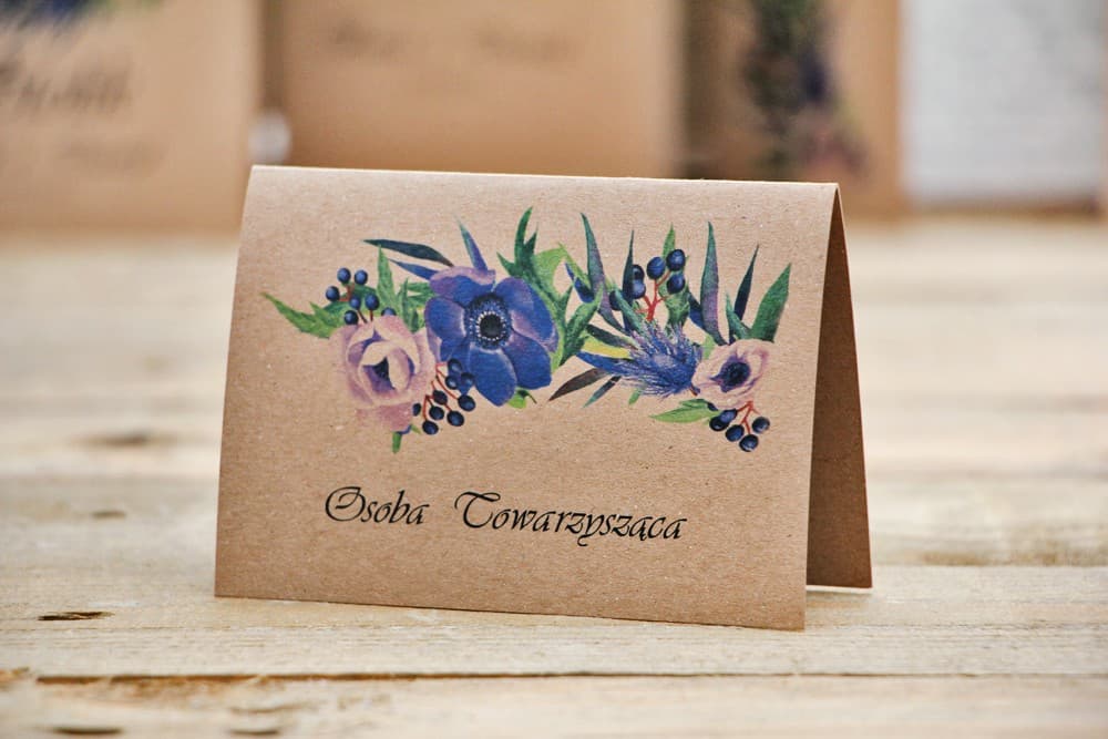 Tischkarten Hochzeit Owoce Leśne Nr. 4 – Rustikale Namenskarten auf EKO-Papier