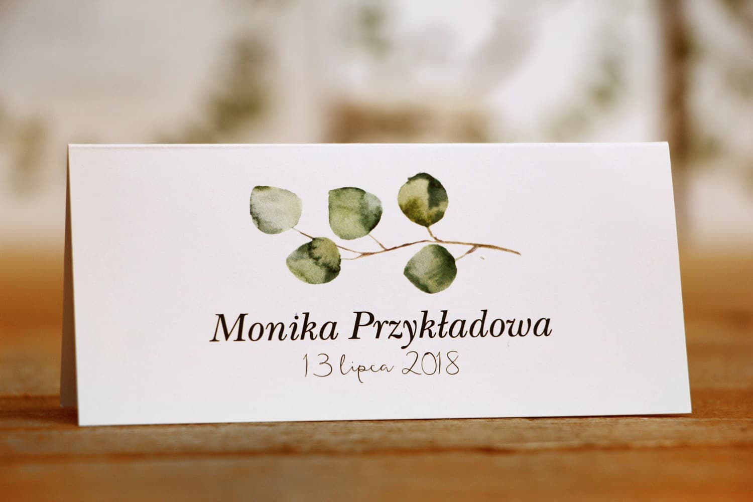 Tischkarten Hochzeit Kalia Nr. 2 – Satinierte Platzkarten im Greenery-Stil