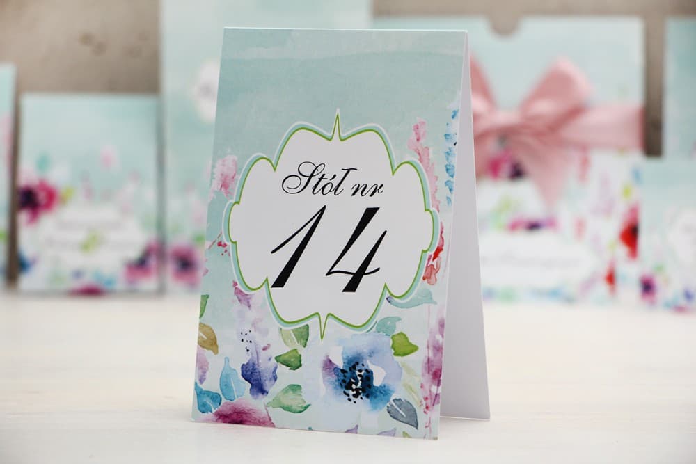 Aquarell Tischnummern Wildblumen, Aufsteller | Tischnummerierung Hochzeit Boho | Kollektion Felicja Nr. 17