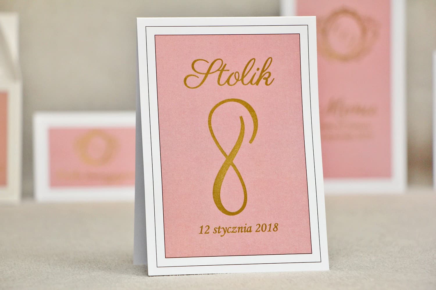 Vergoldete Tischnummern Puderrosa Elegant | Tischnummern Hochzeit Glamour | Sonata Nr. 2