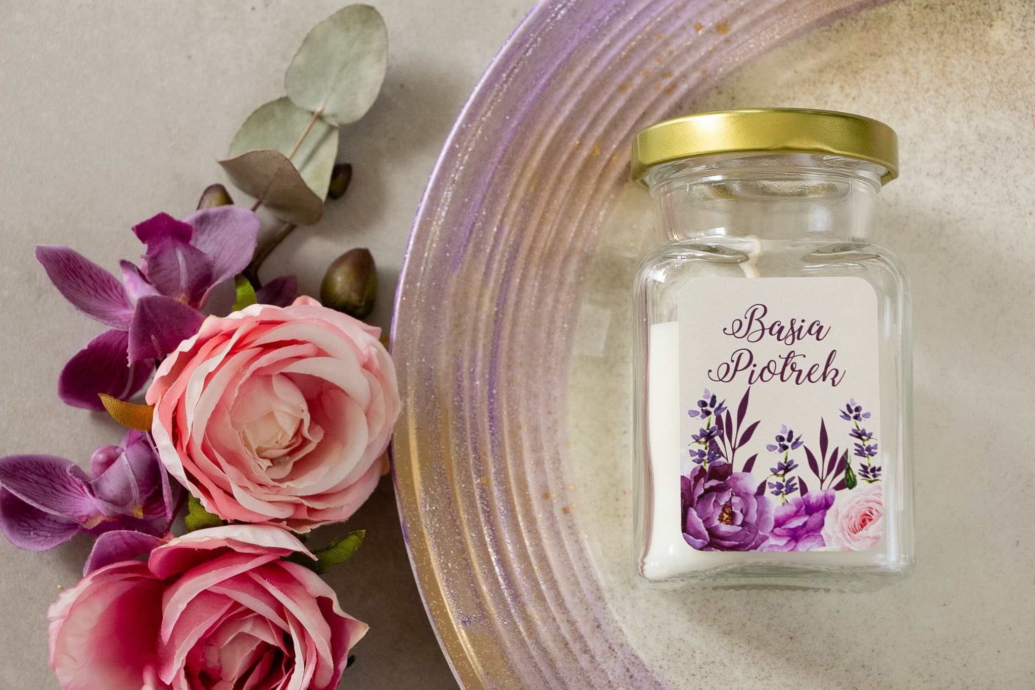 Vela Aromática en Cristal Korani nº 5 – Lavanda y Agradecimiento para Invitados