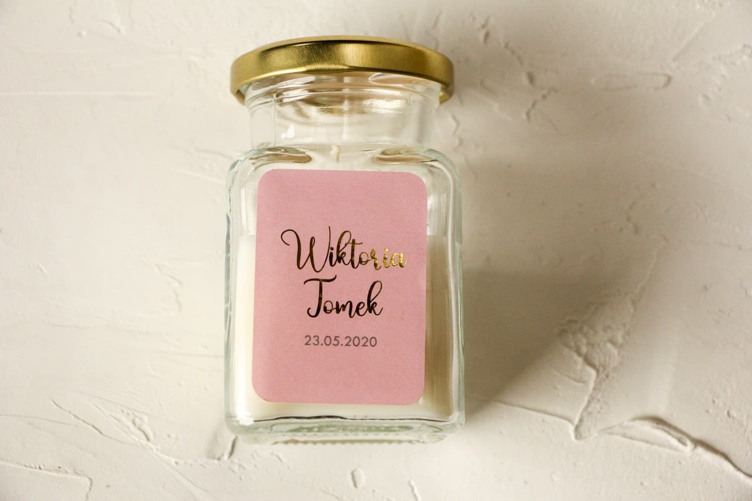 Vela de Soja Emerald nº 2 – Detalle para Invitados en Rosa Empolvado con Dorado