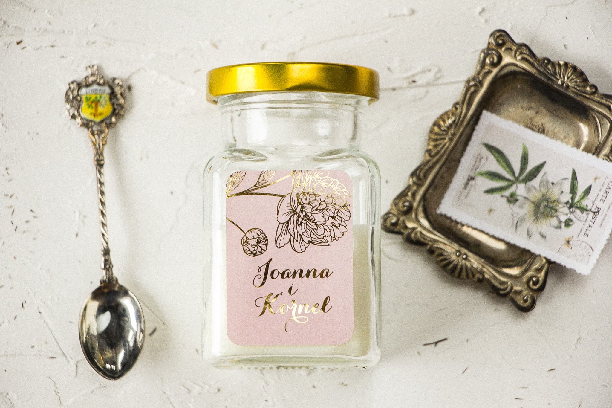 Vela Aromática en Vaso Pattern nº 4 – Peonías Oro Rosa y Regalo para Invitados