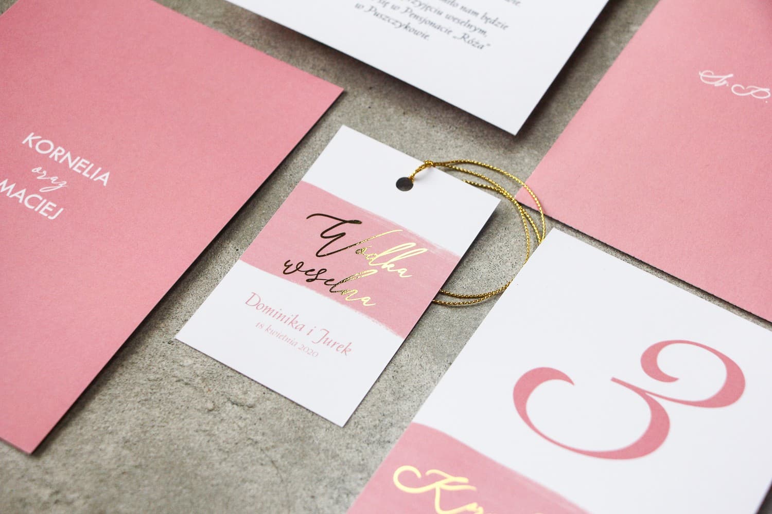 Vergoldete Flaschenanhänger Rosa Aquarell | Elegante Anhänger für Hochzeitsalkohol | Verte Nr. 2