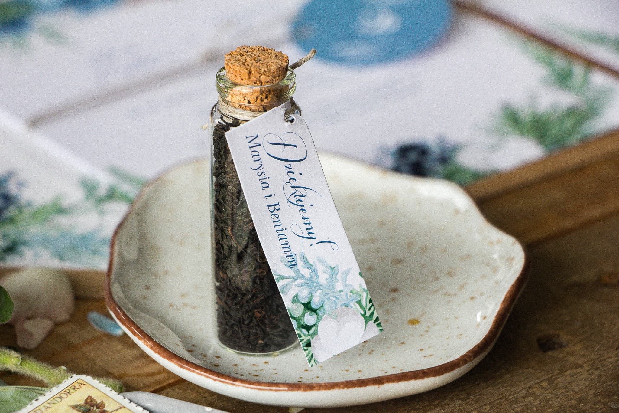 Té en Vial con Tapón de Corcho, Regalo de Invierno | Detalles para Invitados de Boda | Indygo n.º 8