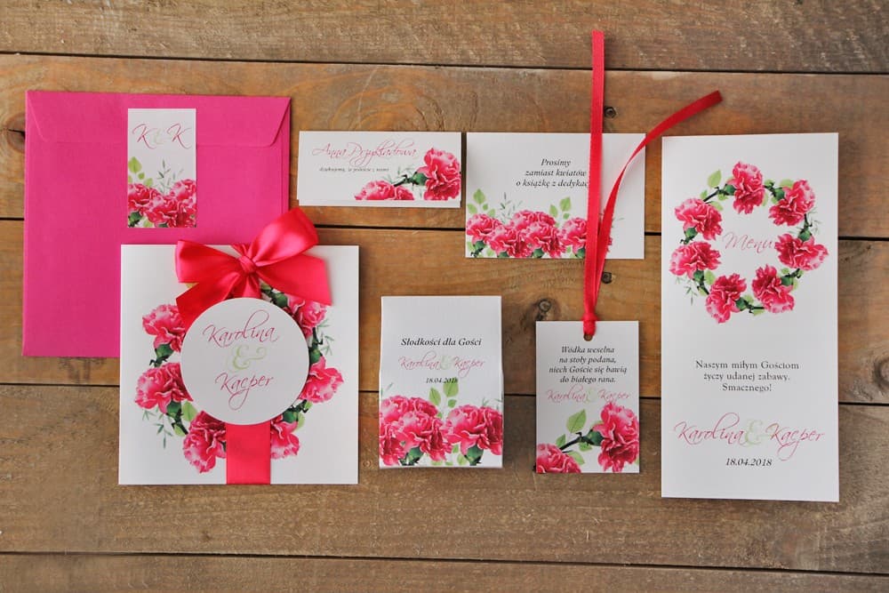 Watercolor Carnations Wedding Stationery Sample Set | Wedding Invitation Samples with £10 Voucher | Watercolor No. 18
