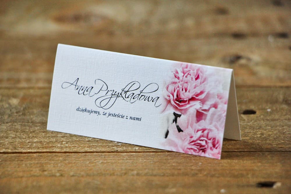 Watercolour No. 21 Wedding Place Cards – Pink Carnation Floral Table Cards