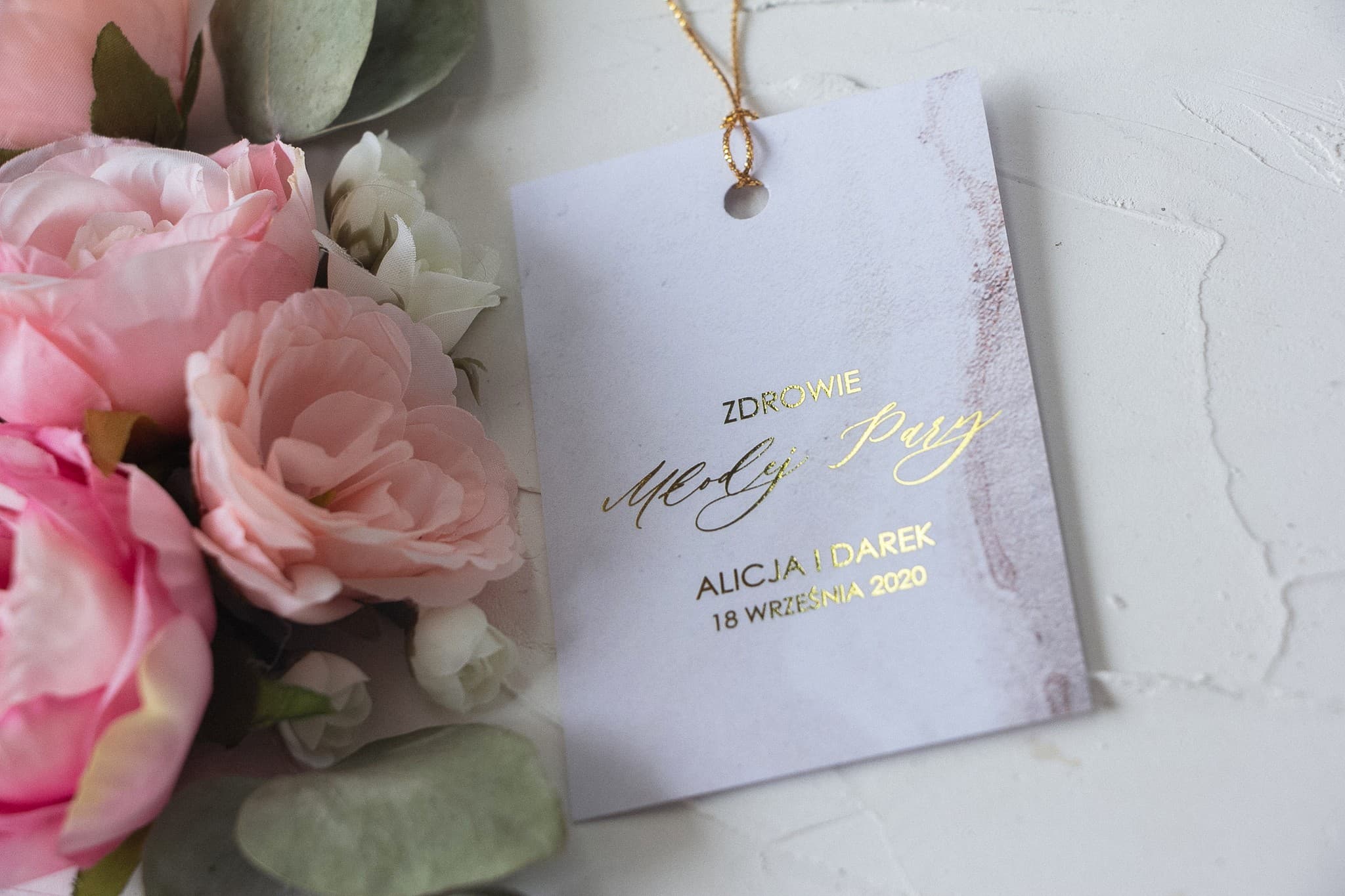 Elegant Gilded Wedding Alcohol Tags with Marble Motif | Wedding Vodka Tags | Marble No. 1