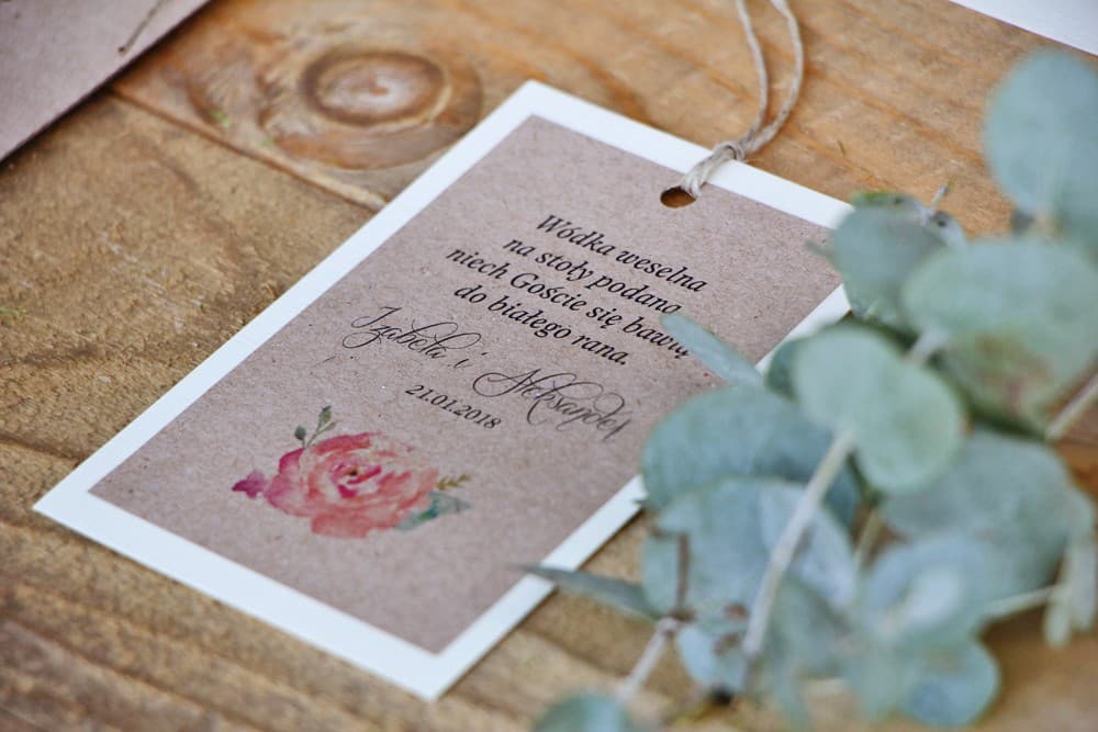 Watercolor Rose Wedding Alcohol Tags, Personalized Bottle Labels | Margaret No. 6