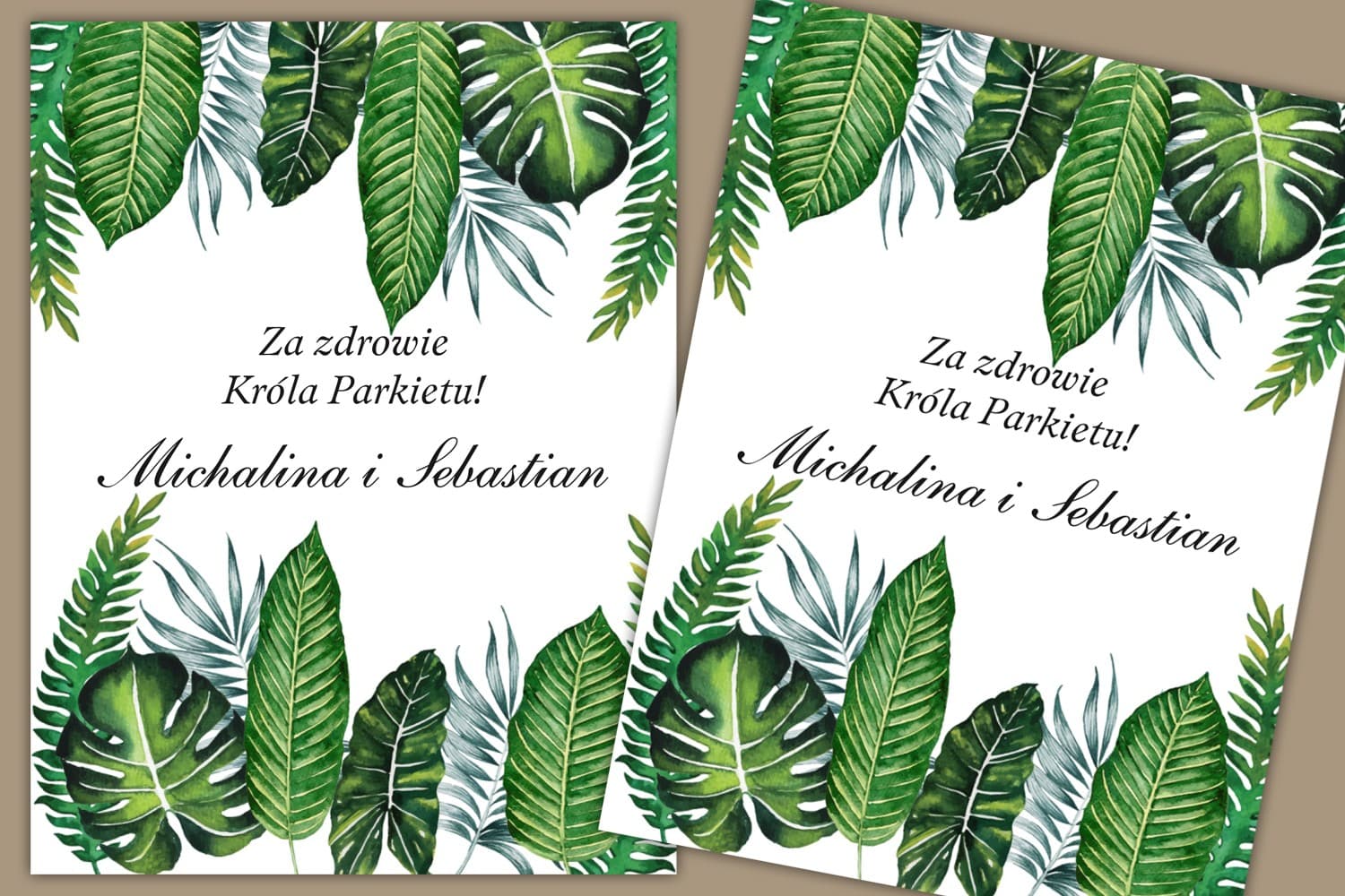 Tropical Leaves Wedding Vodka Labels | Personalized Greenery Alcohol Stickers | Sorento No. 12