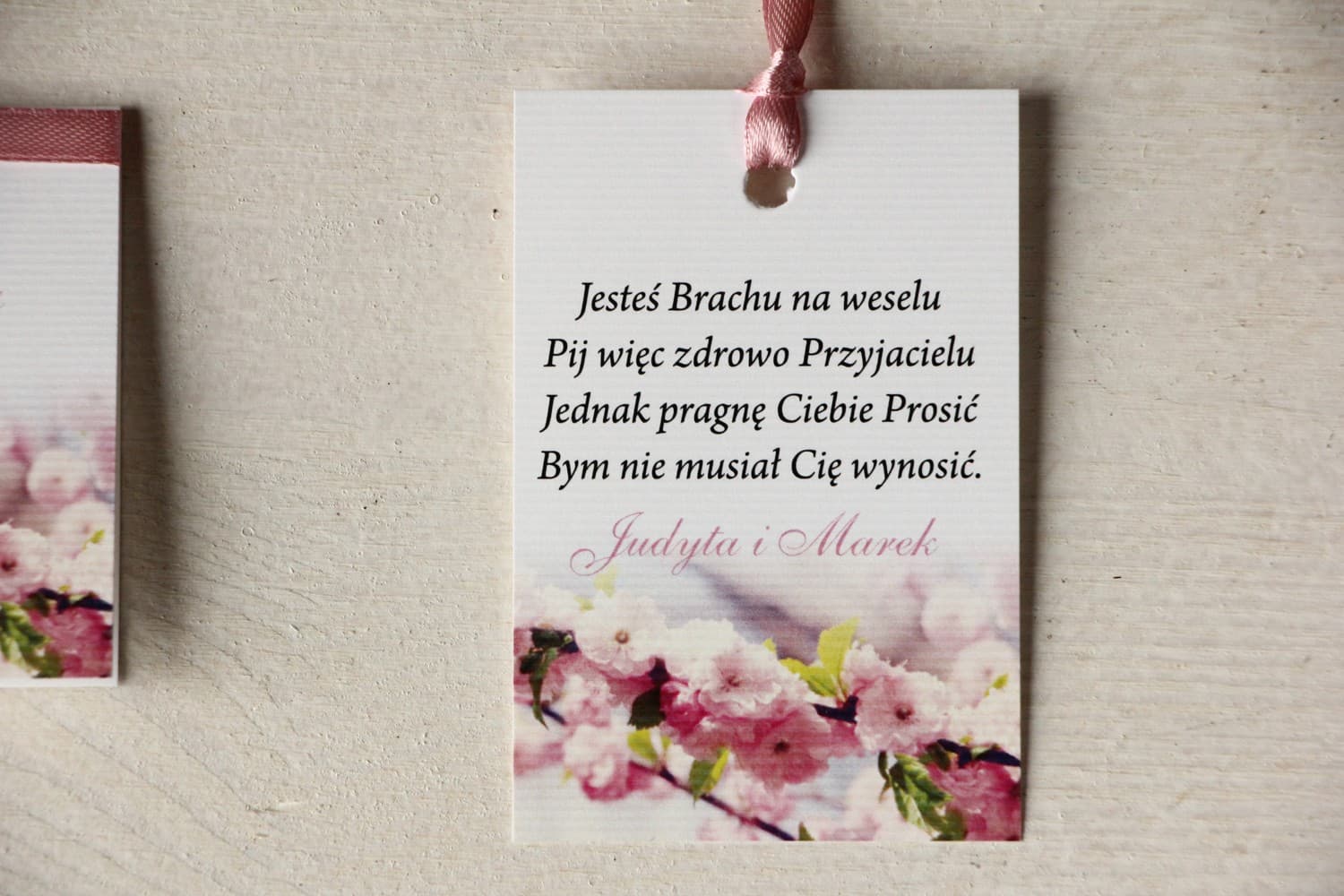 Cherry Blossom Wedding Bottle Tags | Personalized Alcohol Tags | Magnet No. 6