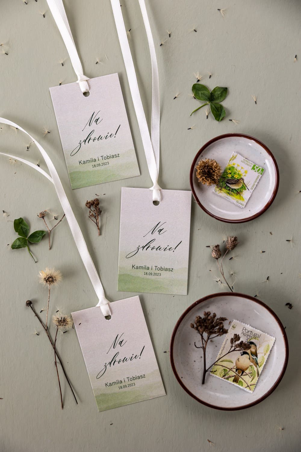 Elegant Pearl Paper Wedding Bottle Tags, Personalized | Wedding Vodka Tags | Opal Design 11