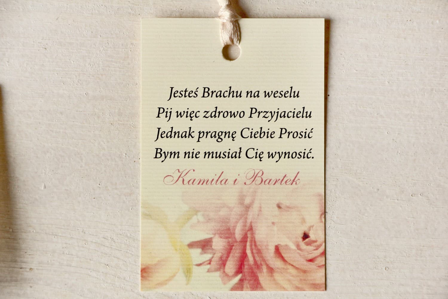 Cream Peony Wedding Alcohol Tags | Personalized Bottle Labels | Magnet No. 3