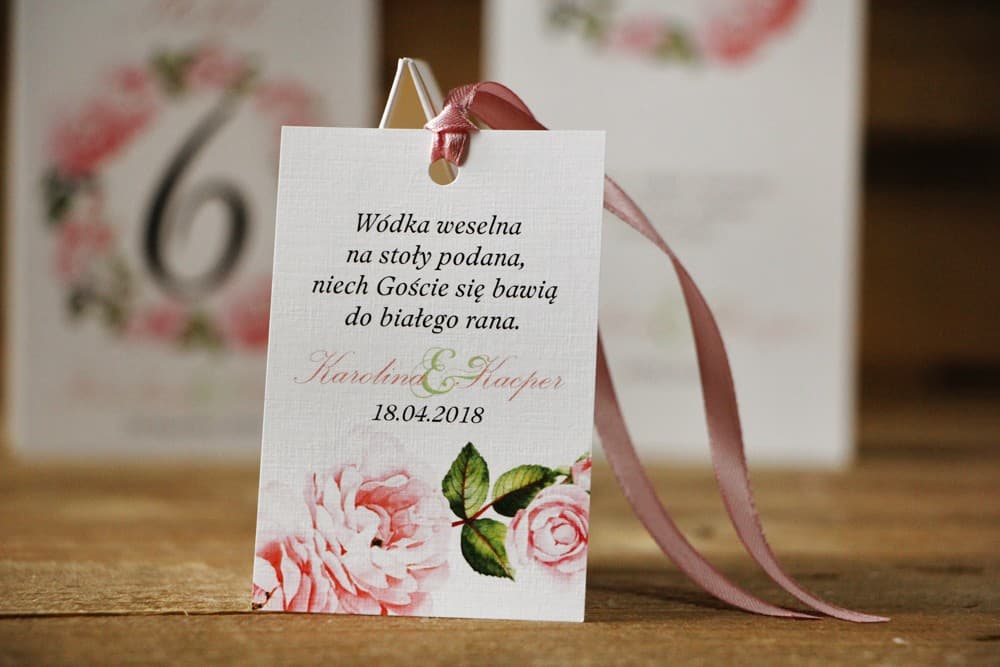 Personalized Wedding Vodka Tags with Roses | Watercolour Collection No. 19
