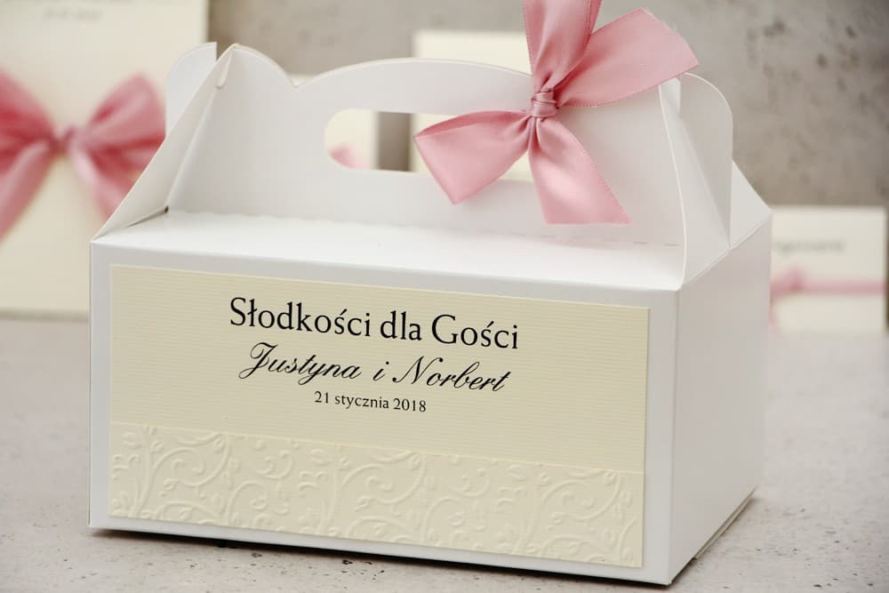 Elegant Personalized Wedding Cake Box with Satin Bow | Belisa No. 3
