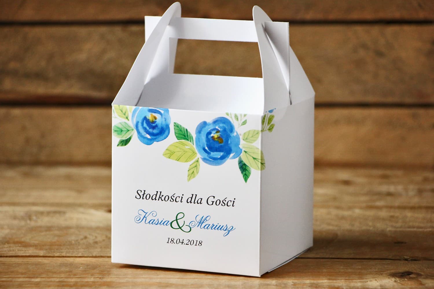 Personalized Cornflower Wedding Cake Box | Wedding Favours | Painted Flowers No. 23