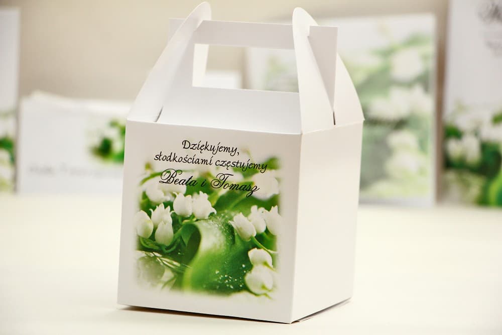 Elegant Lily of the Valley Wedding Cake Boxes | Personalized Thank You Gift | Cake Boxes with Handle | Elegant No. 3