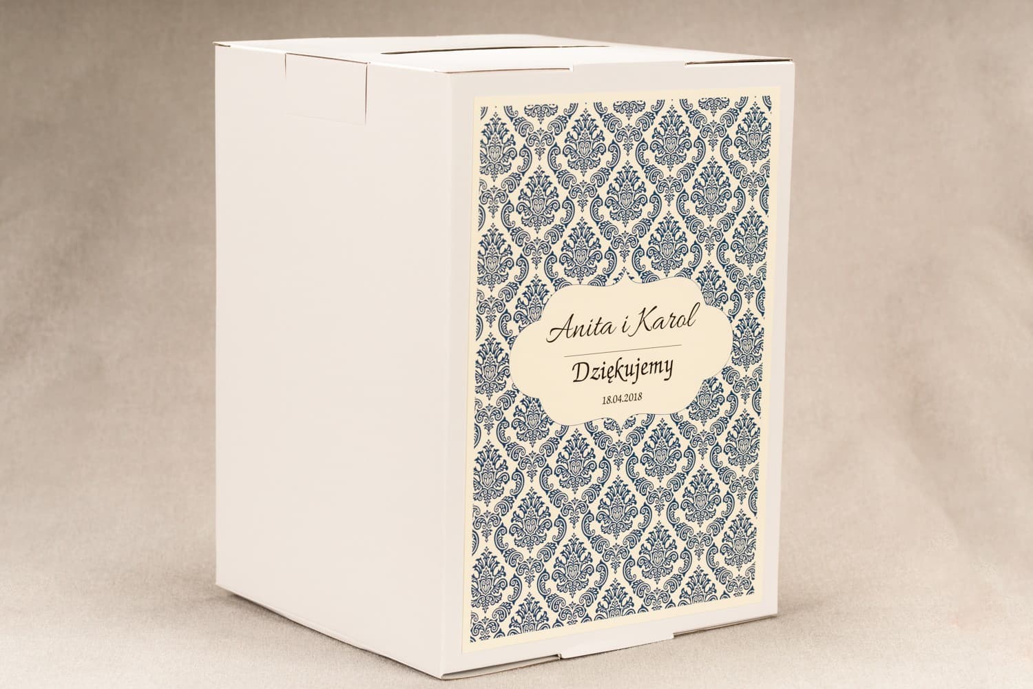 White Wedding Card Box with Ornaments, Personalized | Elegant Post Box | Madras No. 2