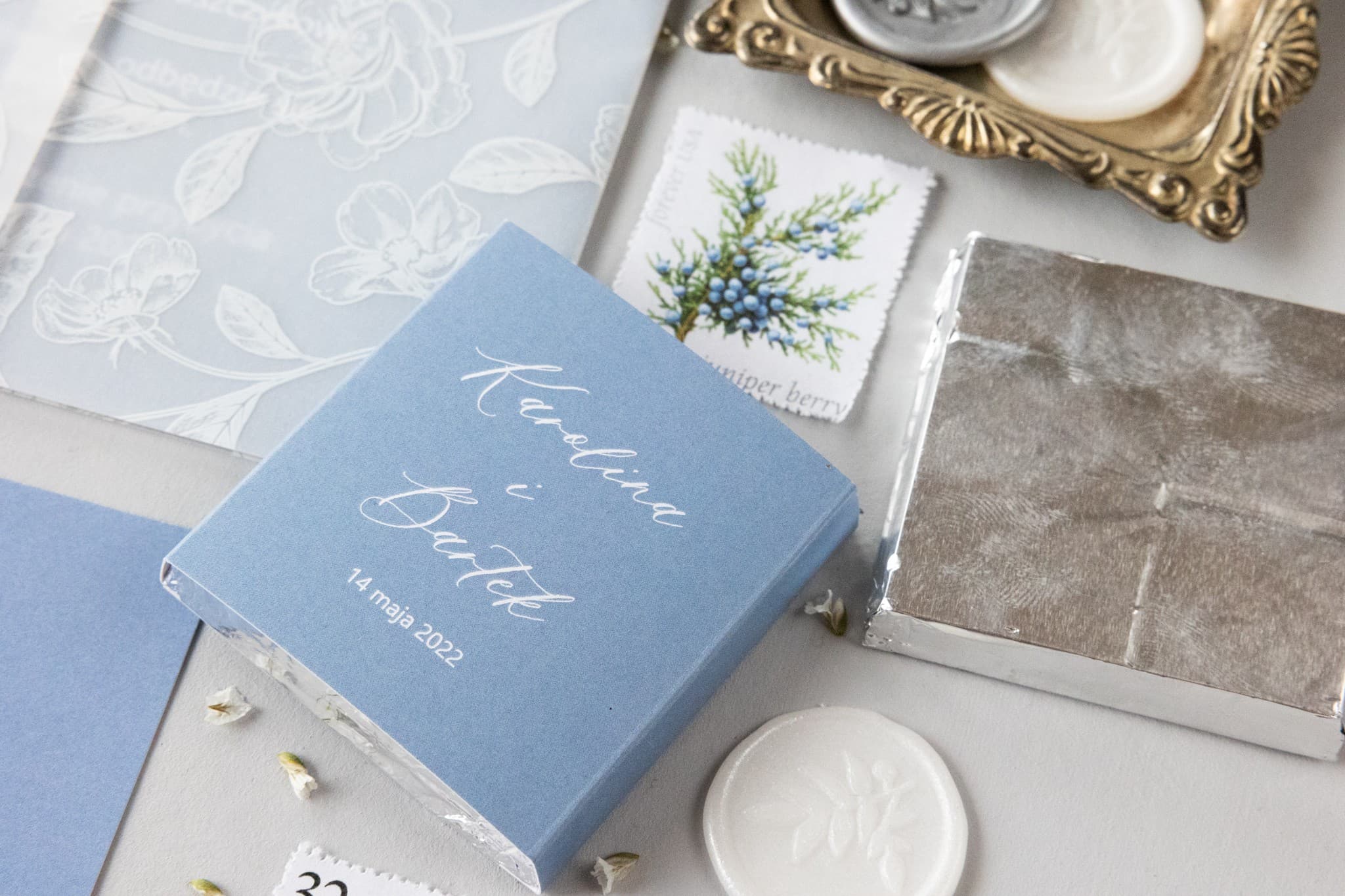 Blue Personalized Wedding Chocolates | Sweet Wedding Favours | Nefryt No. 2