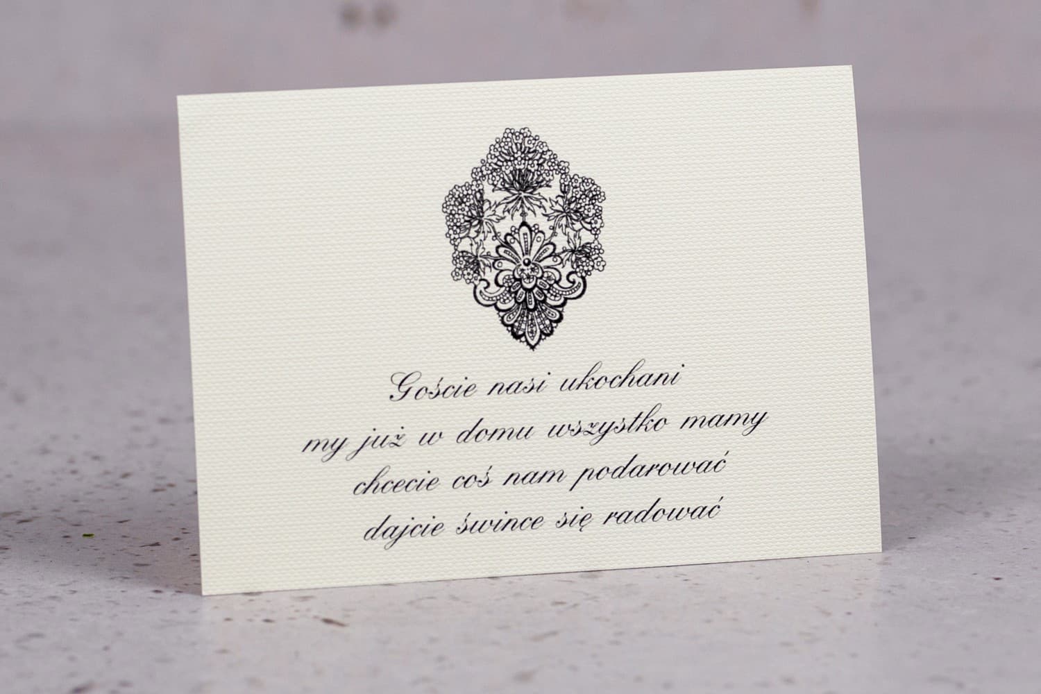 Elegant Ornament Detail Card, Wedding Invitation Insert | Money Poem Card | Moreno No. 8