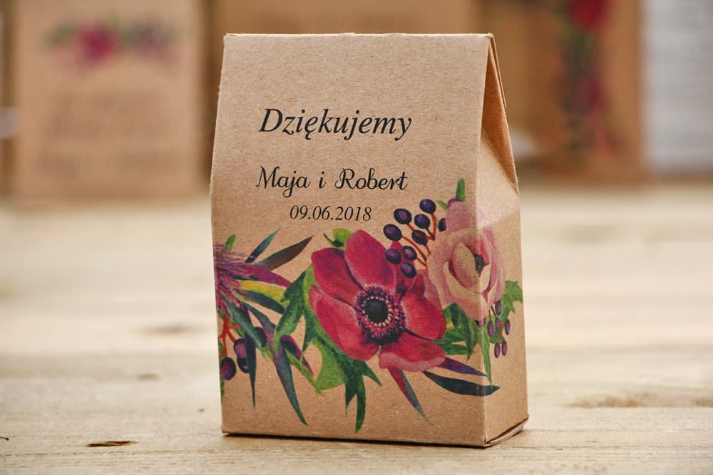 Purple Anemone Wedding Favor Boxes with Sweets | Forest Style Guest Favours | Forest Fruits No. 5