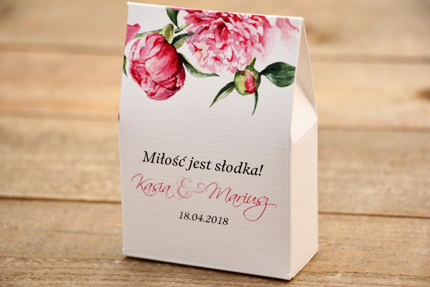 Wedding Favor Candy Boxes, Peony Flowers | Sweet Wedding Favours | Painted Flowers No. 15