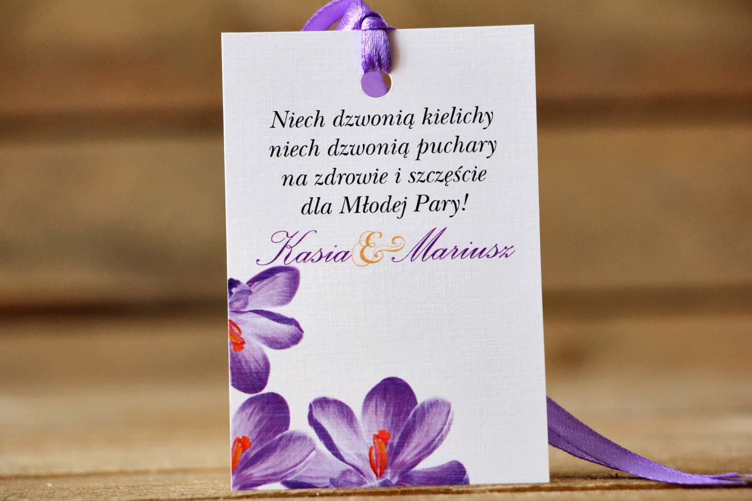 Purple Crocus Wedding Favor Tags | Wedding Alcohol Labels | Painted Flowers No. 10