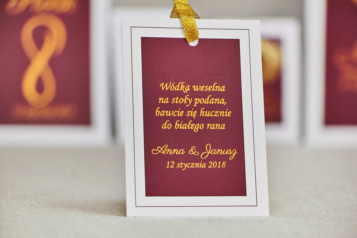 Gilded Burgundy Wedding Favor Tags | Elegant Alcohol Tags | Sonata No. 6