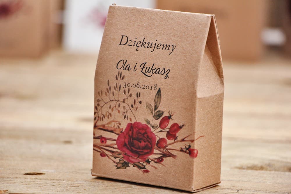 Wedding Favour Boxes with Sweets, Eco Paper, Winter Motif | Wedding Guest Favours | Forest Fruits 7