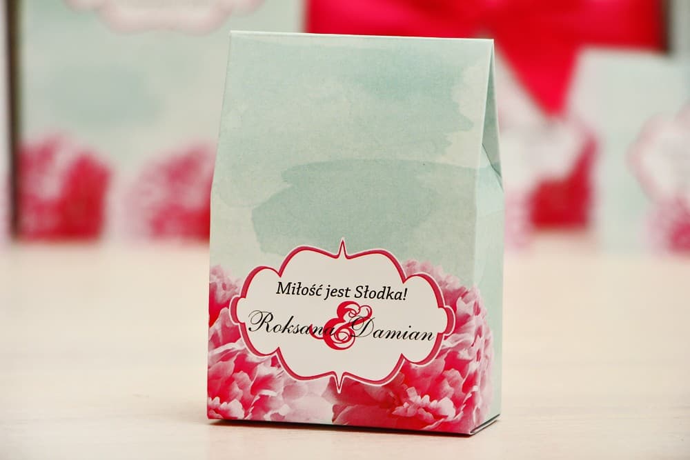 Amaranth and Mint Floral Wedding Favour Candy Boxes | Personalized Wedding Guest Gifts | Felicja No. 15