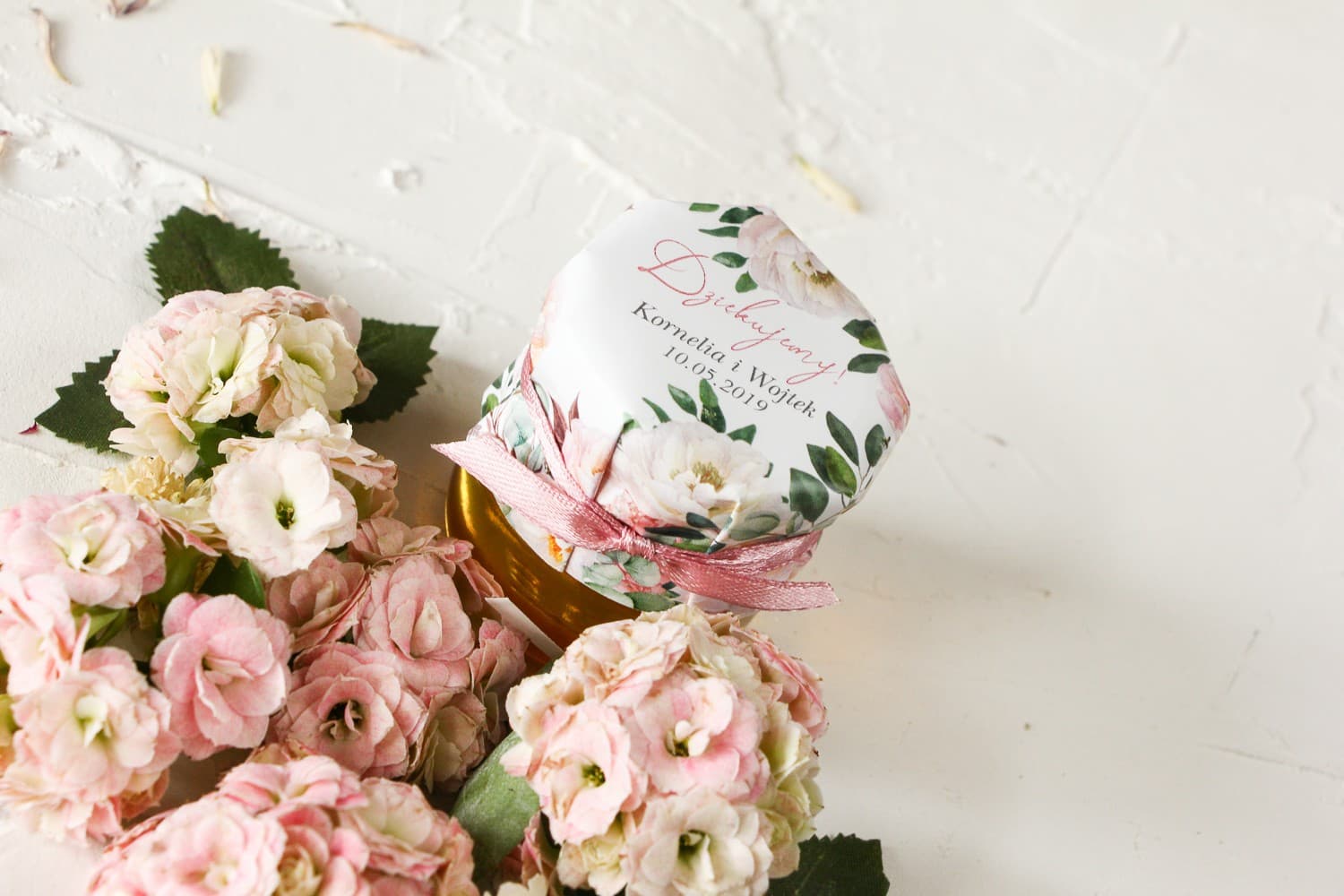 Wenis No. 6 Honey Jar – Sweet Wedding Favour with Peonies