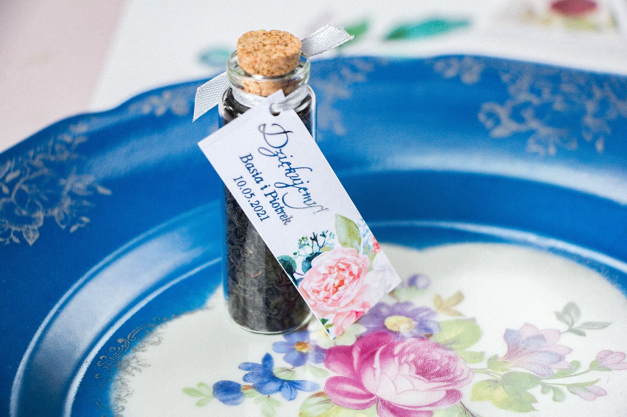 Tea Favor Jar, Silver-Foil Peony Tag | Wedding Favours | Pastel No. 8