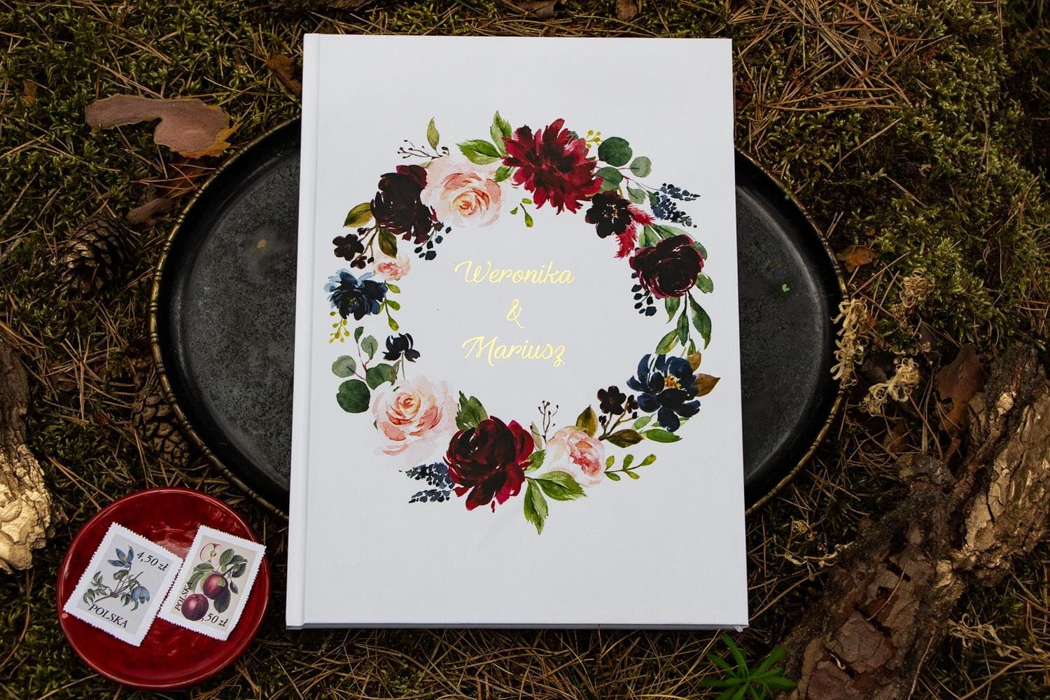Elegant Floral Guest Book with Gold Foiling | Personalized Wedding Album | Orini No. 1