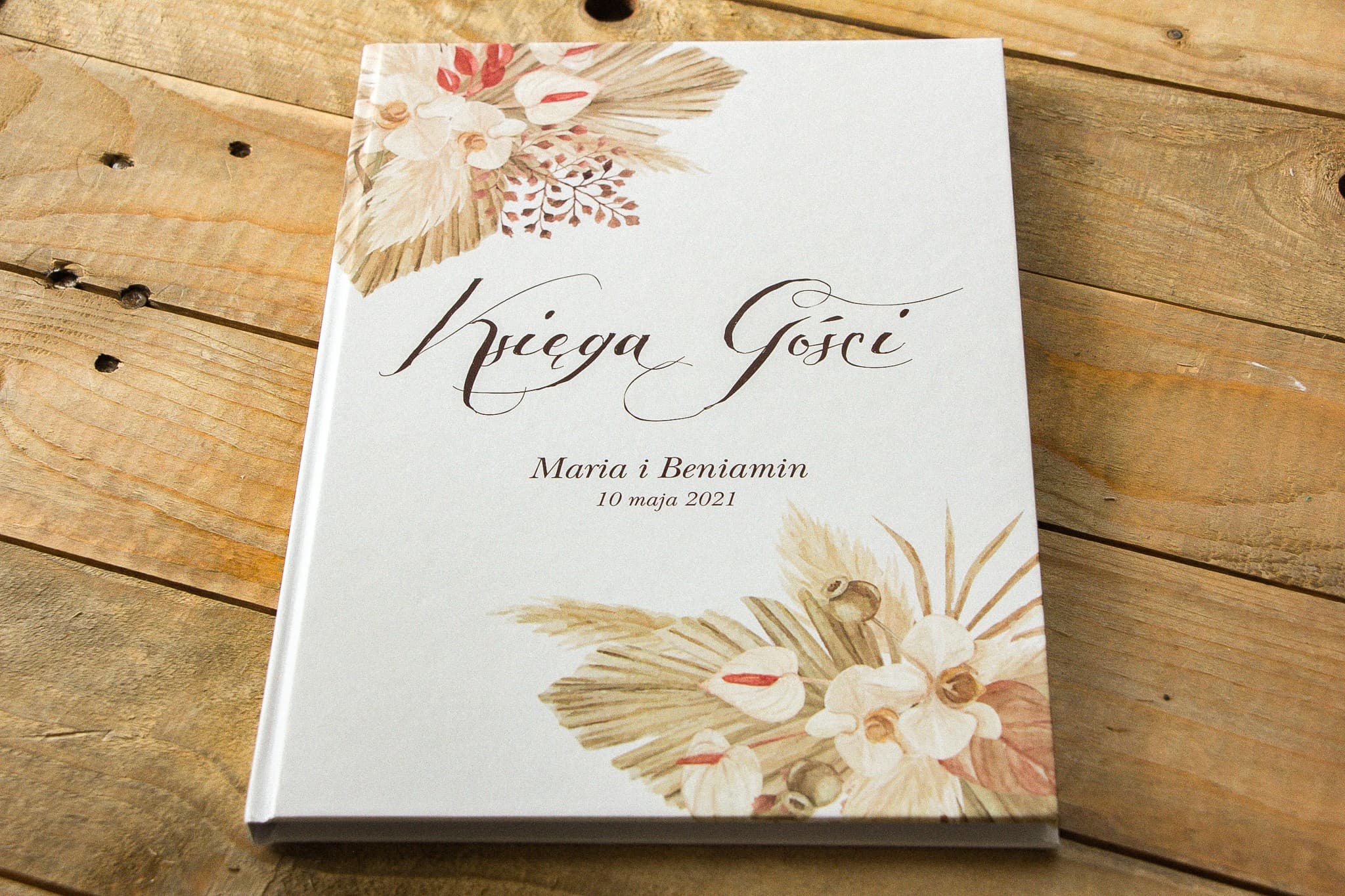 Pastel Floral Wedding Guest Book in Beige & Pink | Personalised A4 Guest Book | Indigo No. 6