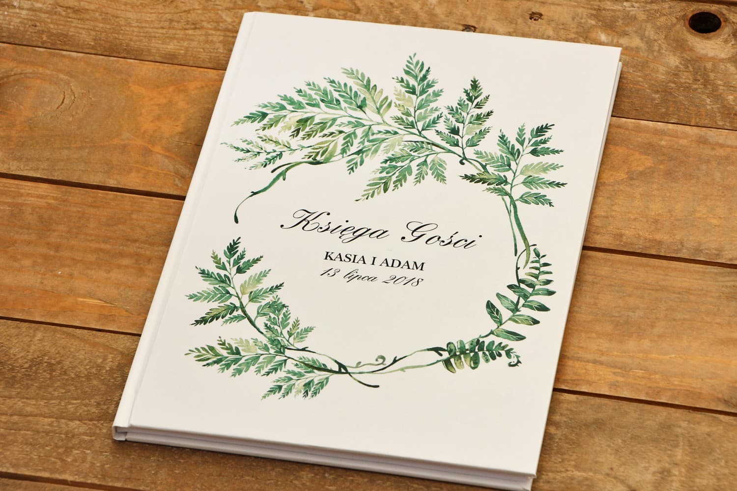 Personalized Fern Greenery Guest Book | Handmade Wedding Guest Book with Surveys | Kalia No. 1