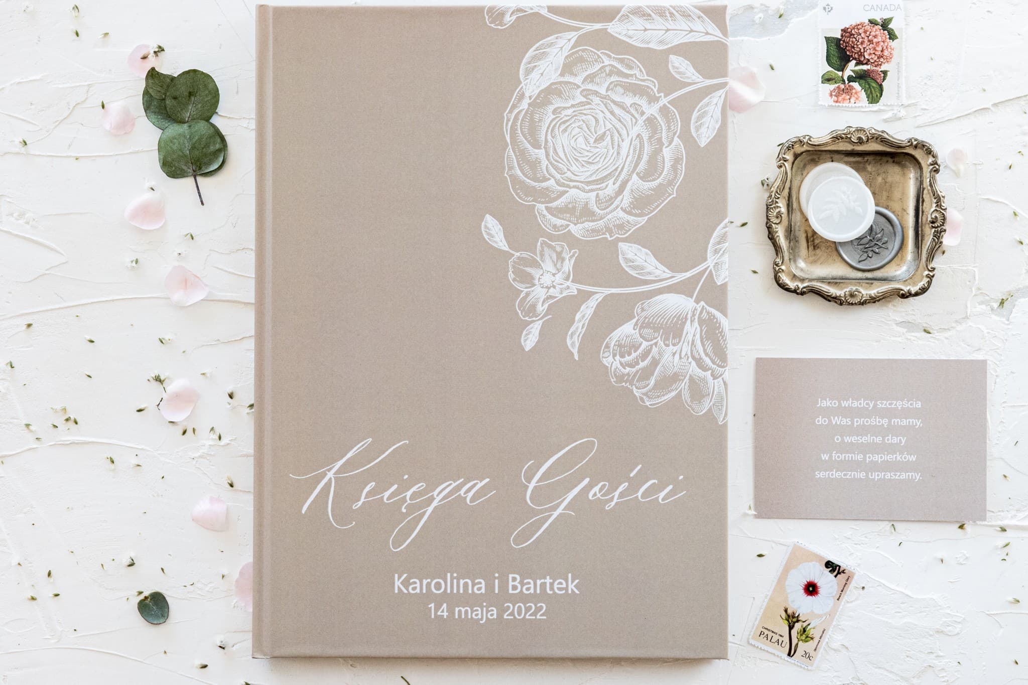 Wedding Guest Book with Questionnaire Beige Hardcover A4 | Personalized Wedding Keepsake | Nefryt No. 4 - 3