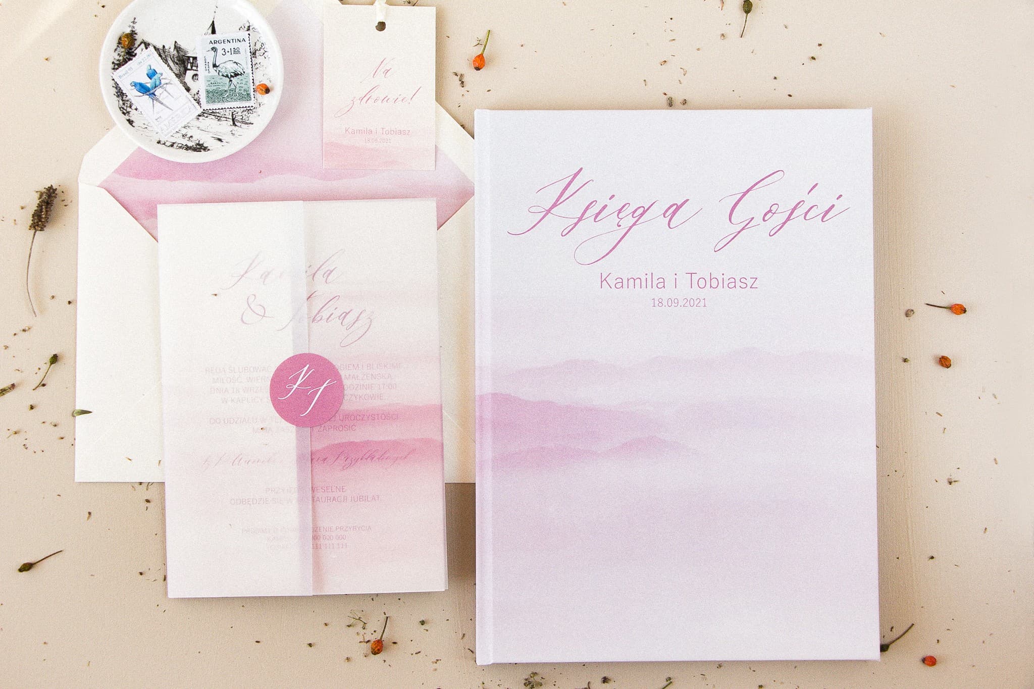 Pink Watercolor A4 Guest Book | Personalized Wedding Guest Book with Names and Date | Opal No. 5 - 2