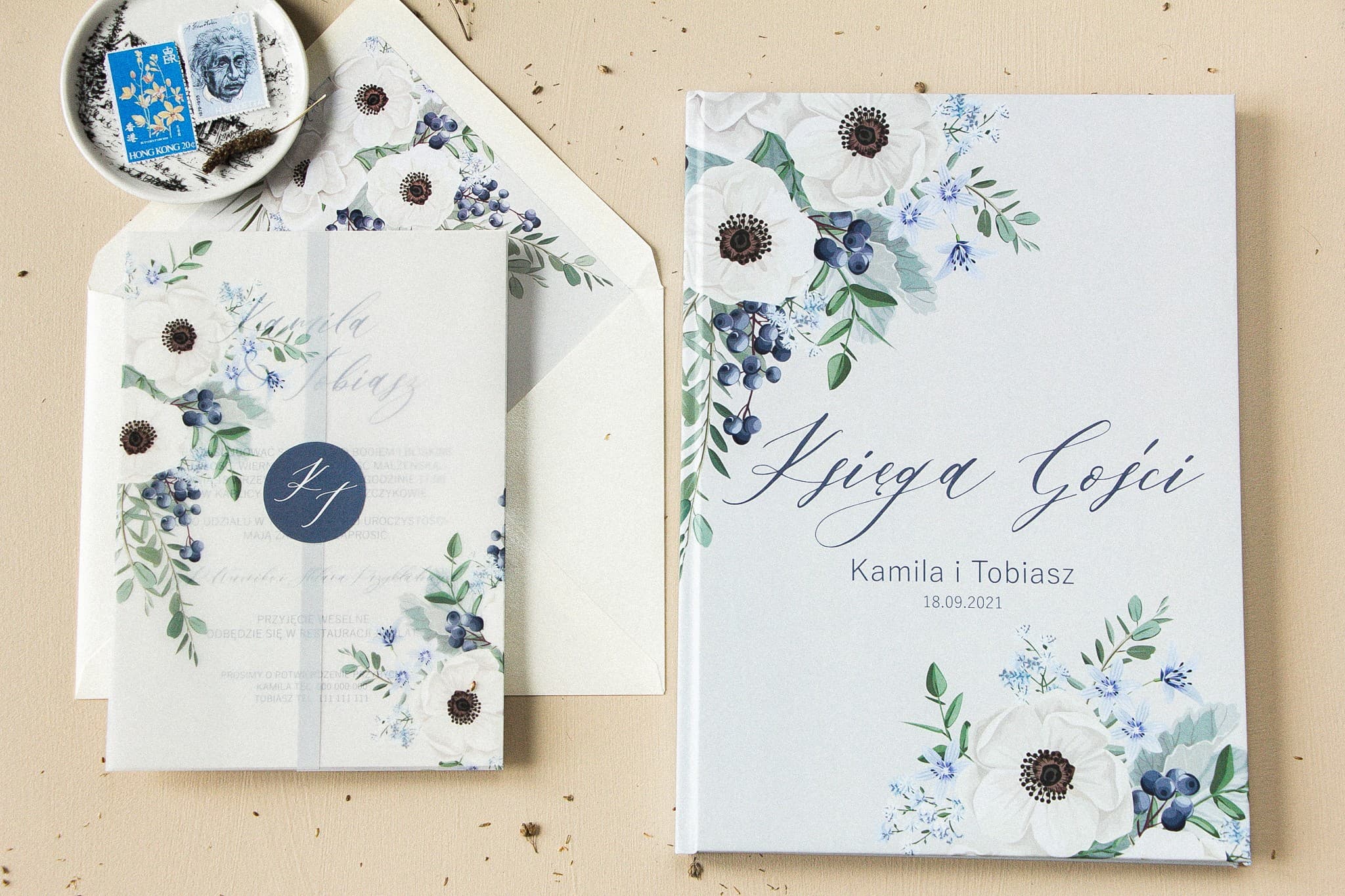 Elegant Botanical Guest Book, White | Personalized A4 Wedding Guest Book | Opal No. 7 - 2