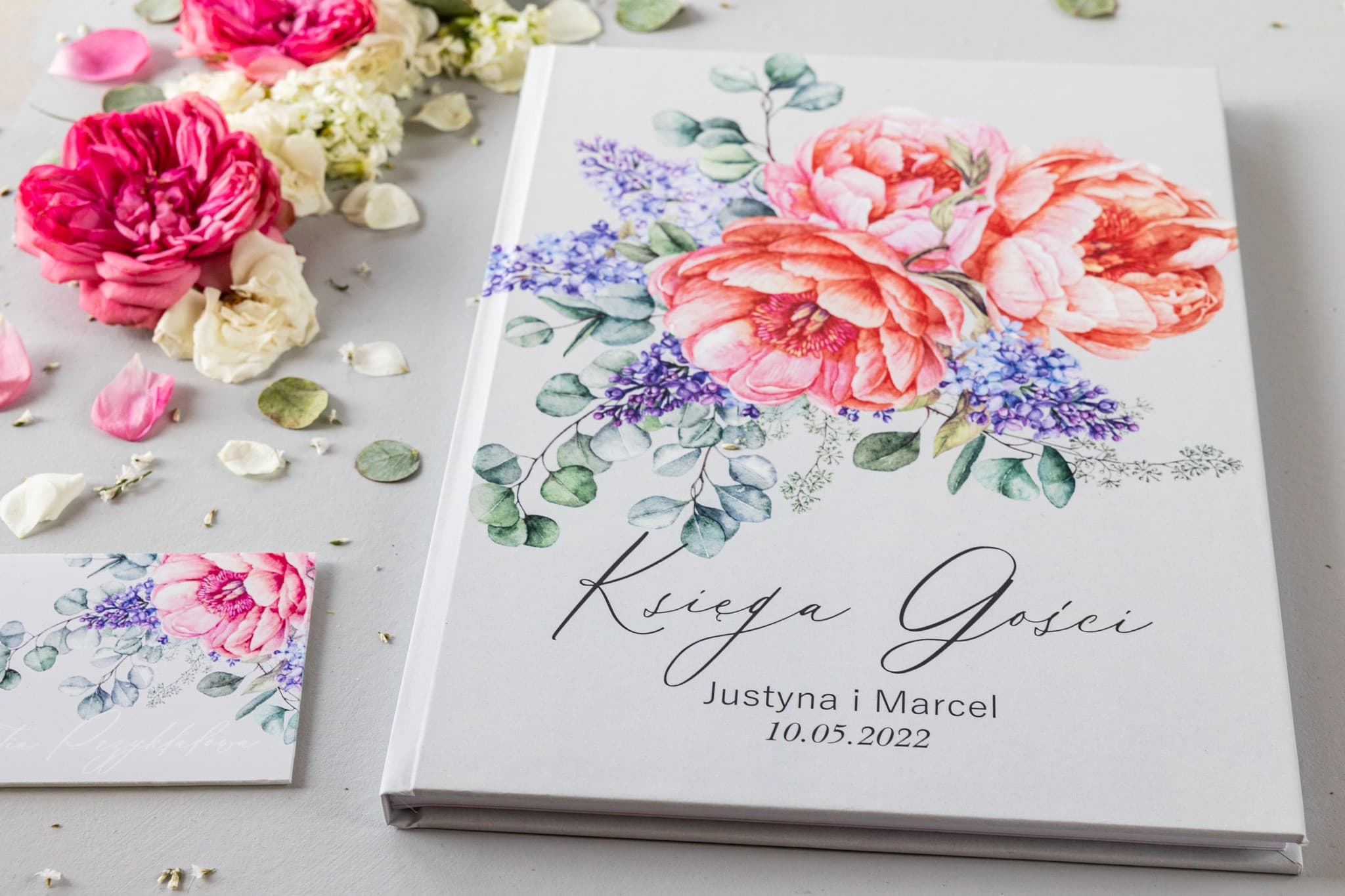 Peony and Lilac Guest Book, Blush Pink | Personalized A4 Wedding Guest Book | Soft No. 7