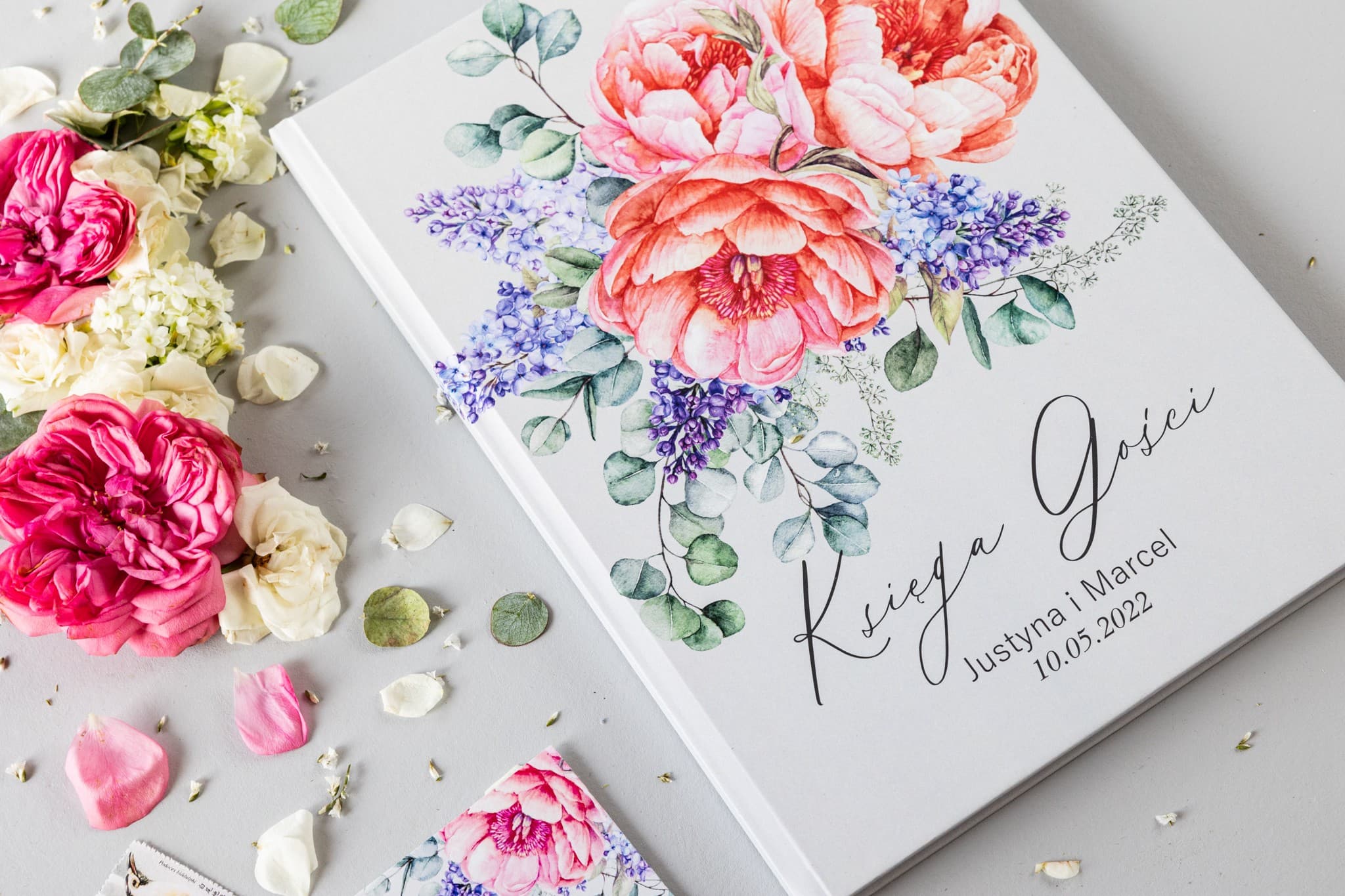 Peony and Lilac Guest Book, Blush Pink | Personalized A4 Wedding Guest Book | Soft No. 7 - 2