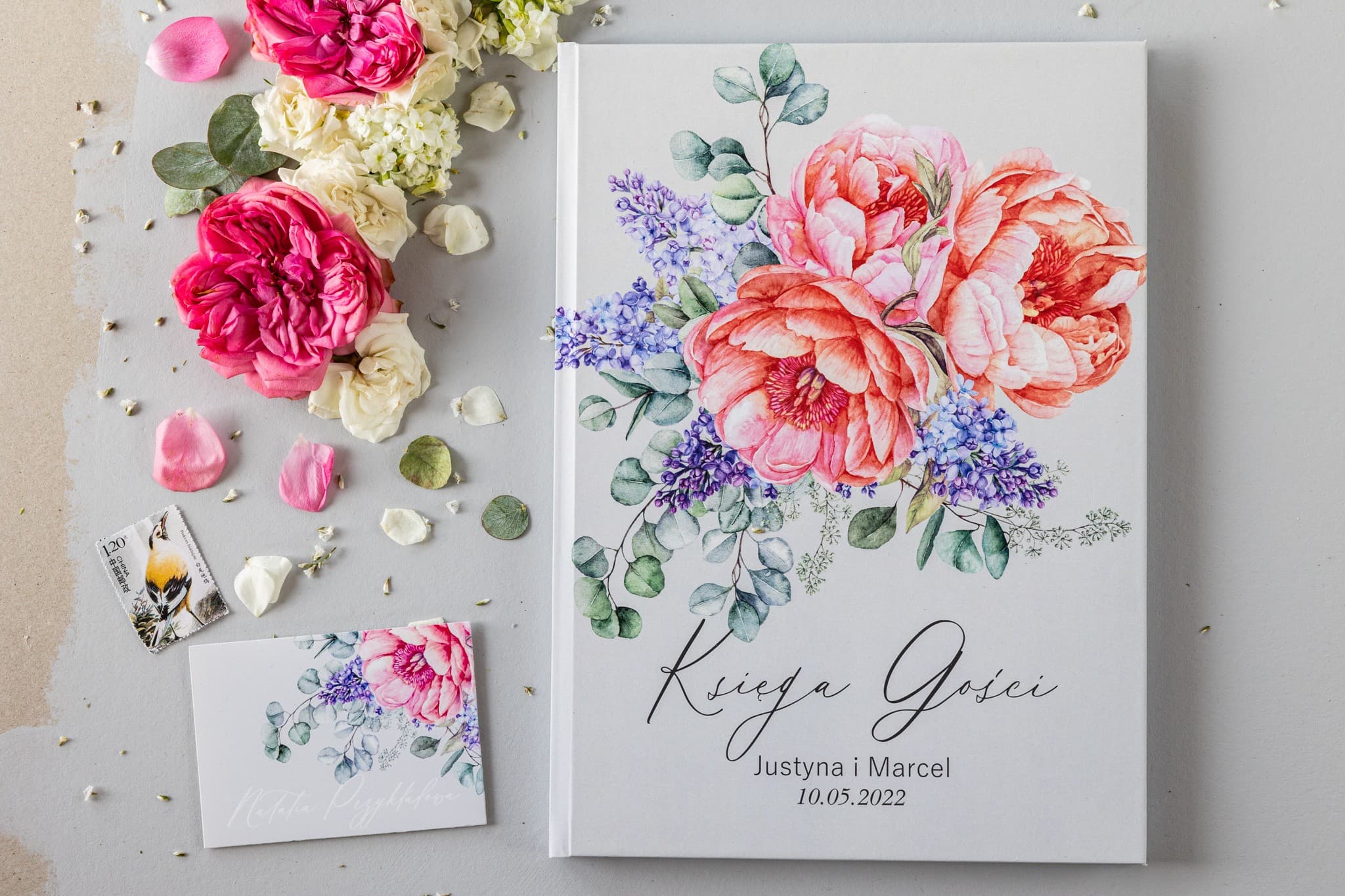 Peony and Lilac Guest Book, Blush Pink | Personalized A4 Wedding Guest Book | Soft No. 7 - 3