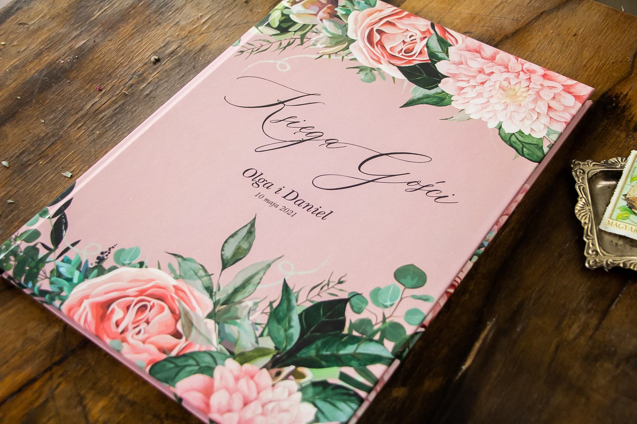 Personalized Pink Peony Flower Guest Book | Elegant Wedding Keepsake A4 | Topaz No. 4 - 2