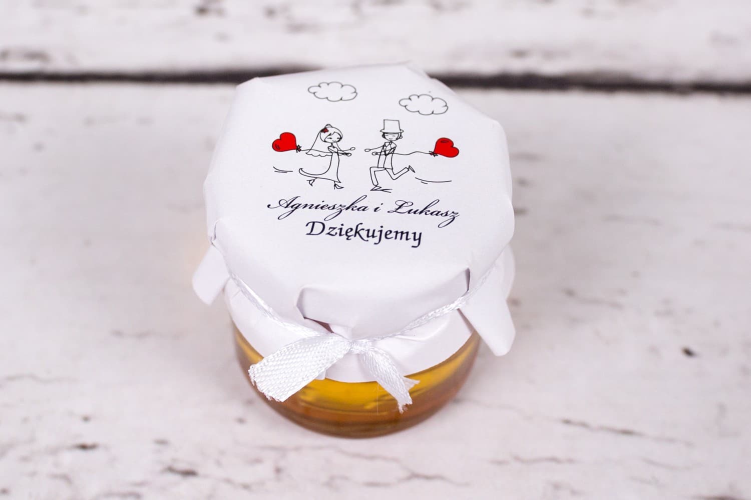 Bueno No. 5 Wedding Honey Jars – Sweet Wedding Favours with Bride and Groom Illustration