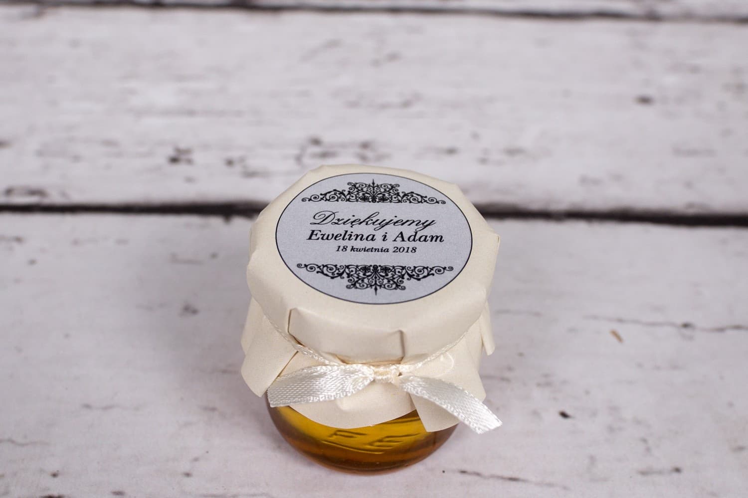 Polish Honey Jar Arte No. 4 – Sweet Wedding Favour with Ecru Flowers